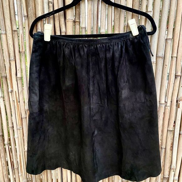 Ralph Lauren Collection purple label  100% Suede Midi Flare Skirt sz 8 old money - Picture 2 of 8